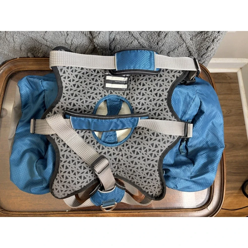 Arcadia Trail Ultimate Backpack Dog Harness Size Medium Teal Blue W/ Side Bags